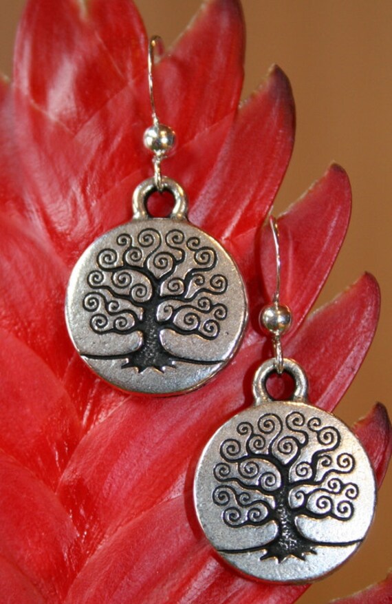 Handgemachte Silber Spiralen Baum Des Lebens Ohrringe von patiencecreations