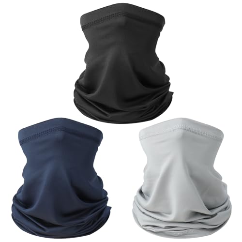 3 Stück Multifunktionstuch Schlauchschal, Winddicht Bandanas Elastiche Schnelltrocknend Maske Sonnenschutz Halstuch Herren Damen Loop Schal Neckwarmer für Radsport Ski (Schwarz Grau Nachtblau ) von patinadrift