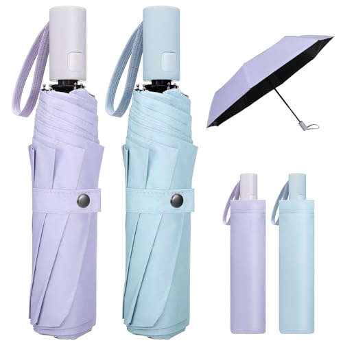 Patinadrift 2 Stück Sturmfester Automatik Mini Taschenschirm Mit Drucktaste - Kleiner Regenschirm für Kinder Schulranzen, Ultraleicht für Herren und Damen von patinadrift