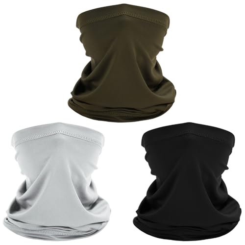 patinadrift 3 Stück Multifunktionstuch Schlauchschal, Winddicht Bandanas Elastiche Schnelltrocknend Maske Sonnenschutz Halstuch Herren Damen Loop Schal Neckwarmer (Black Grey Army Green) von patinadrift