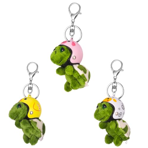 patinadrift 3 Stück Schlüsselanhänger Schildkröte Süßer Schildkröte Schlüsselanhänger Plüsch mit Hut Dekoration Personalisierter Keychain von patinadrift