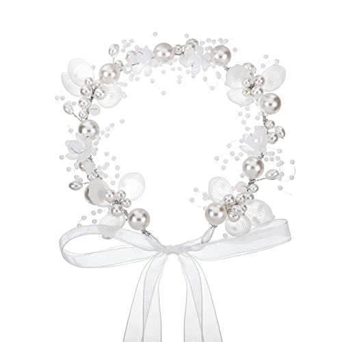 patinadrift Braut Haarschmuck Hochzeit Haarschmuck Kommunion Mädchen Brautschmuck Haare Haarkranz für Hochzeit Braut Brautjungfer Damen Mädche Blumenmädchen,Durchmesser 17cm(Weiß) von patinadrift