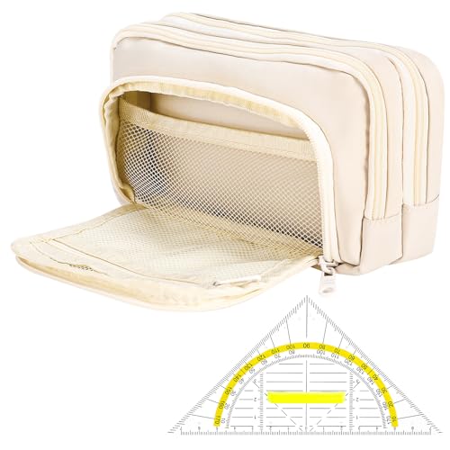 patinadrift Federmäppchen Groß Kapazität Federtasche Mädchen Federmappe Multifunktionales Mäppchen Mädchen Oxford Gewebe Aesthetic Federtaschen Federpenal mit Geodreieck Schreibwaren für Schule, Büro von patinadrift