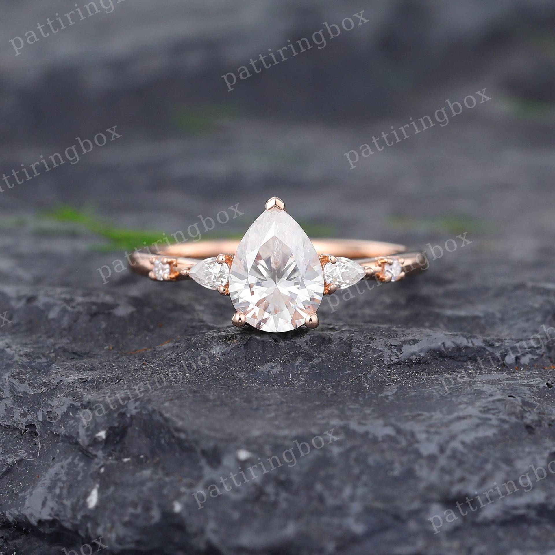 Birne Moissanite Verlobungsring 14K Rose Gold Ring Vintage Einzigartige Teardrop Diamant Art Deco Jahrestag Versprechen Brautring von pattiringbox