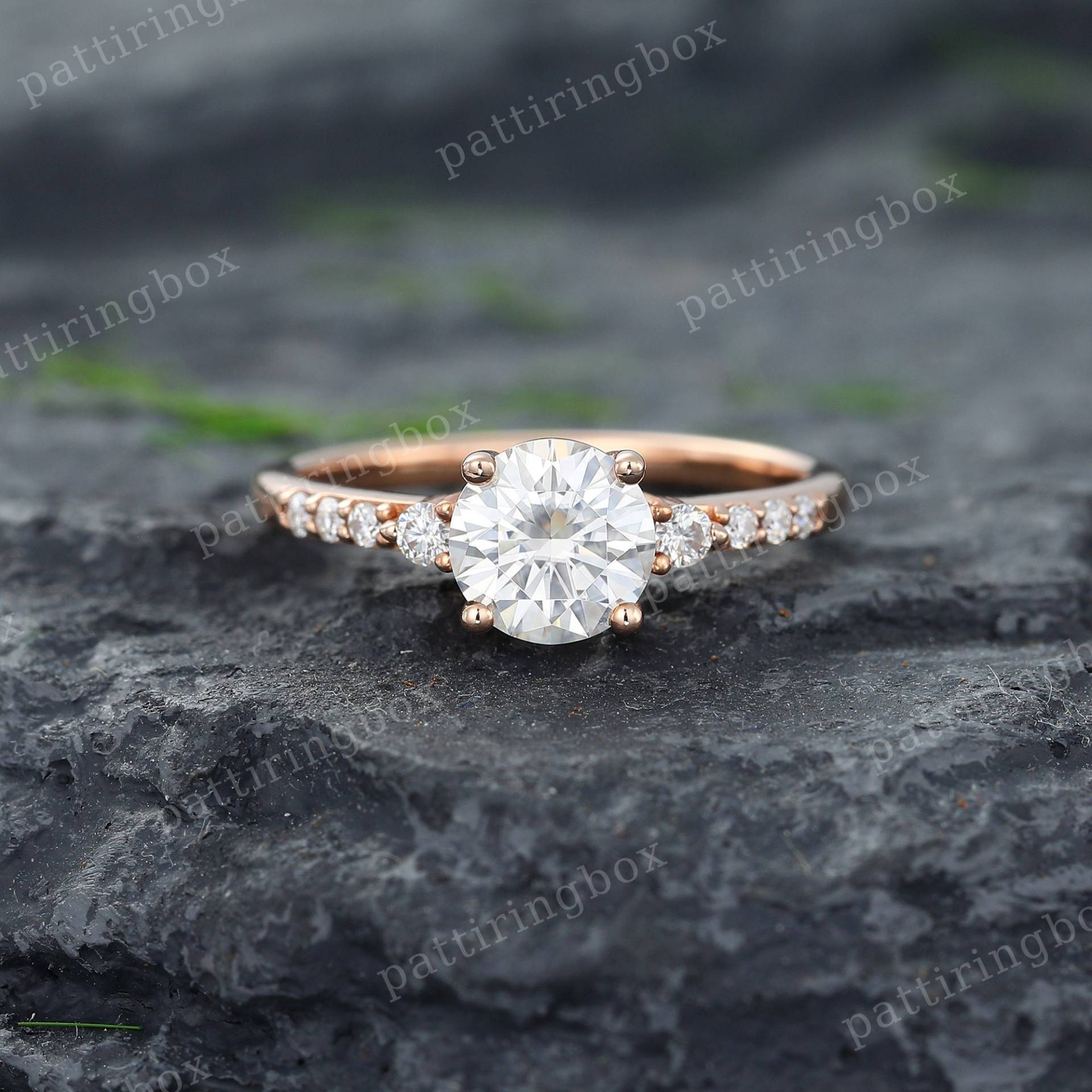 Einzigartige Rose Gold Moissanite Verlobungsring Vintage Diamant Pave Ring Hochzeit Braut Jubiläum Versprechen Geschenk Für Frauen von pattiringbox