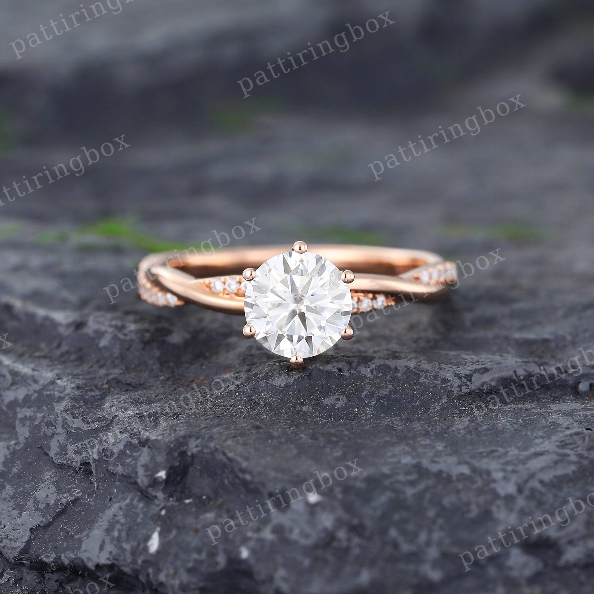 Moissanite Verlobungsring Vintage Einzigartige Infinity Rose Gold Ring Twisted Braut Pave Jubiläum Versprechen Geschenk Für Sie von pattiringbox