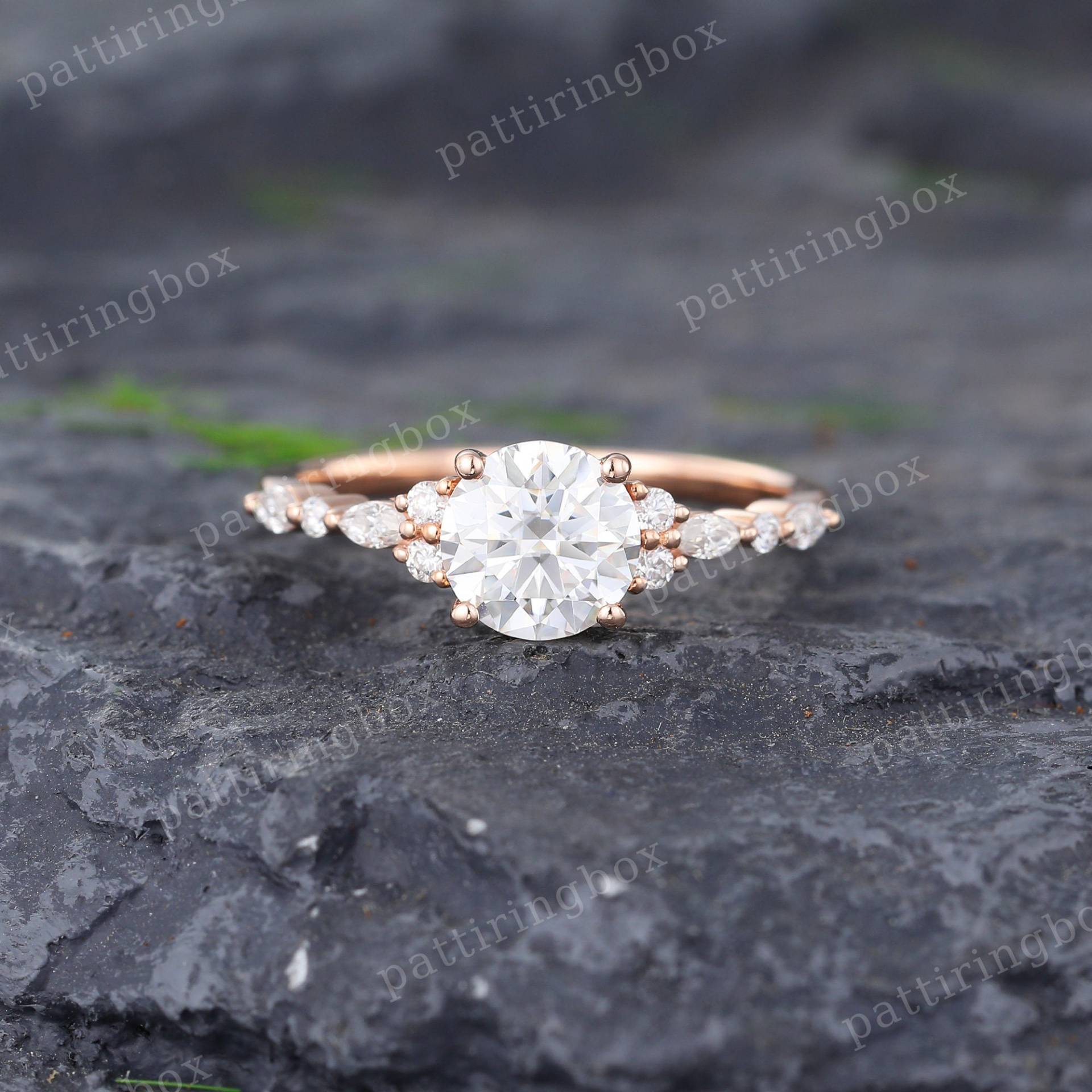 Moissanite Verlobungsring Vintage Rose Gold Marquise Diamant Ring Einzigartige Hochzeit Jahrestag Versprechen Geschenk Für Frauen von pattiringbox