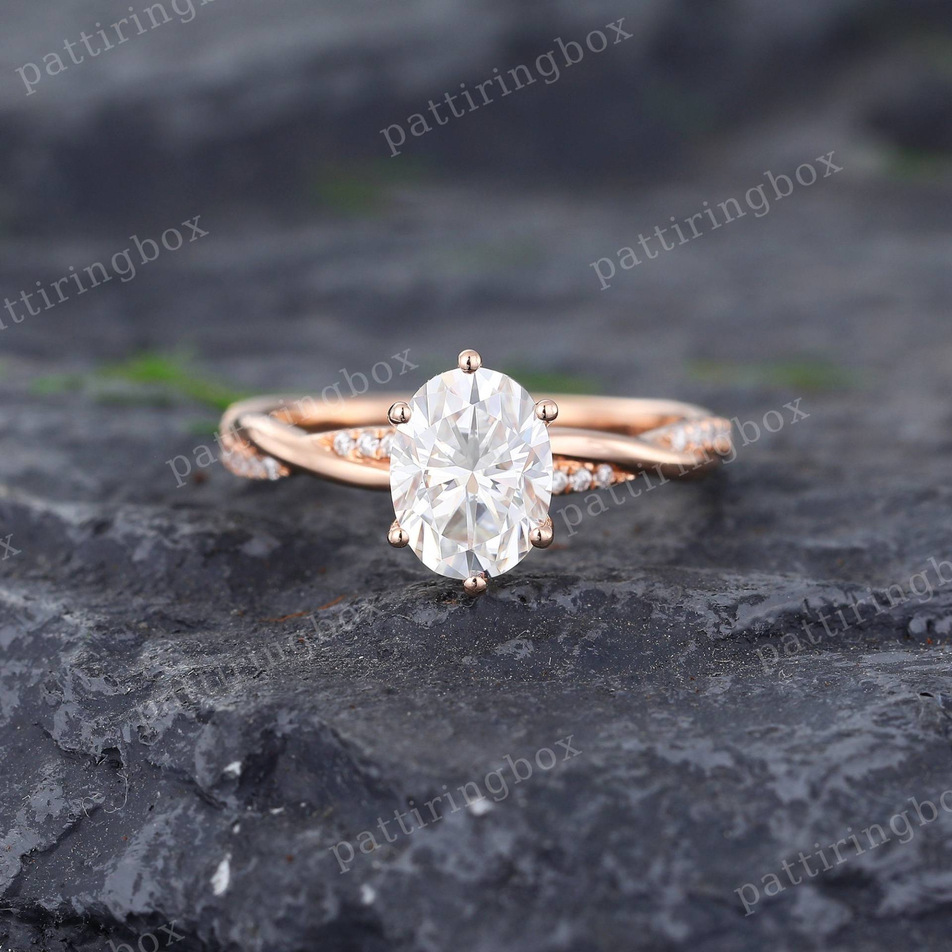 Oval Moissanite Verlobungsring Vintage Rose Gold Infinity Twisted Diamant Ring Braut Hochzeit Pave Jubiläum Versprechen Für Frauen von pattiringbox