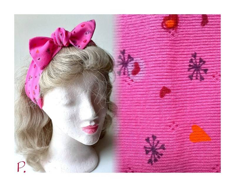 Haarband Im Retro-Look/Baumwolle Mit Elasthan | Doppellagig Pink-Grundig Einheitsgröße | 83 X 7 cm von paulARTisan