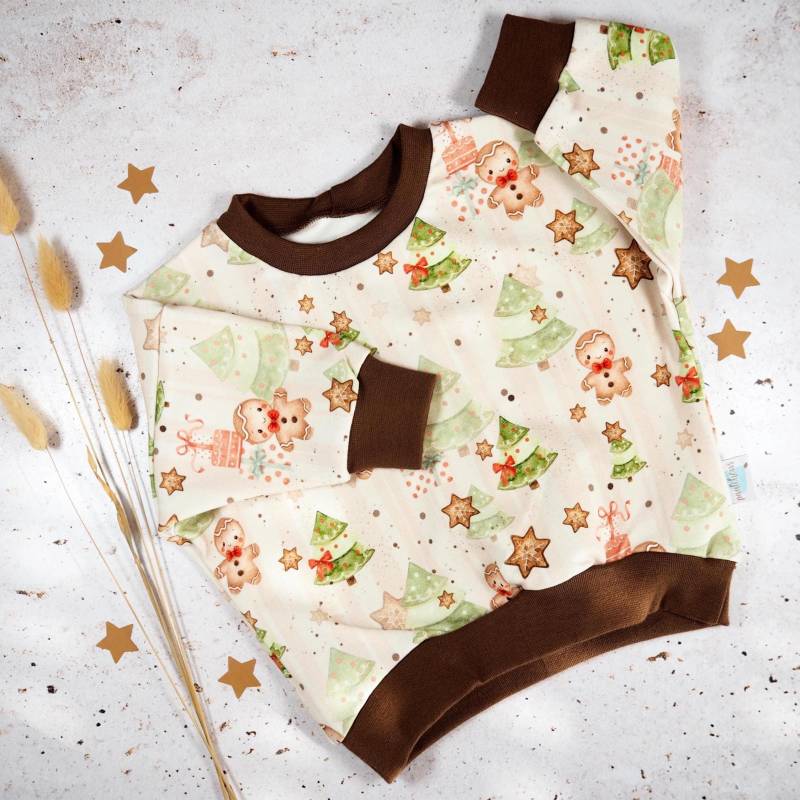 Oversized Pullover Lebkuchenmännchen Für Mädchen Und Jungen French Terry Stoff Weihnachtspullover Weicher Christmas Sweater Babys Kinder von paulchens