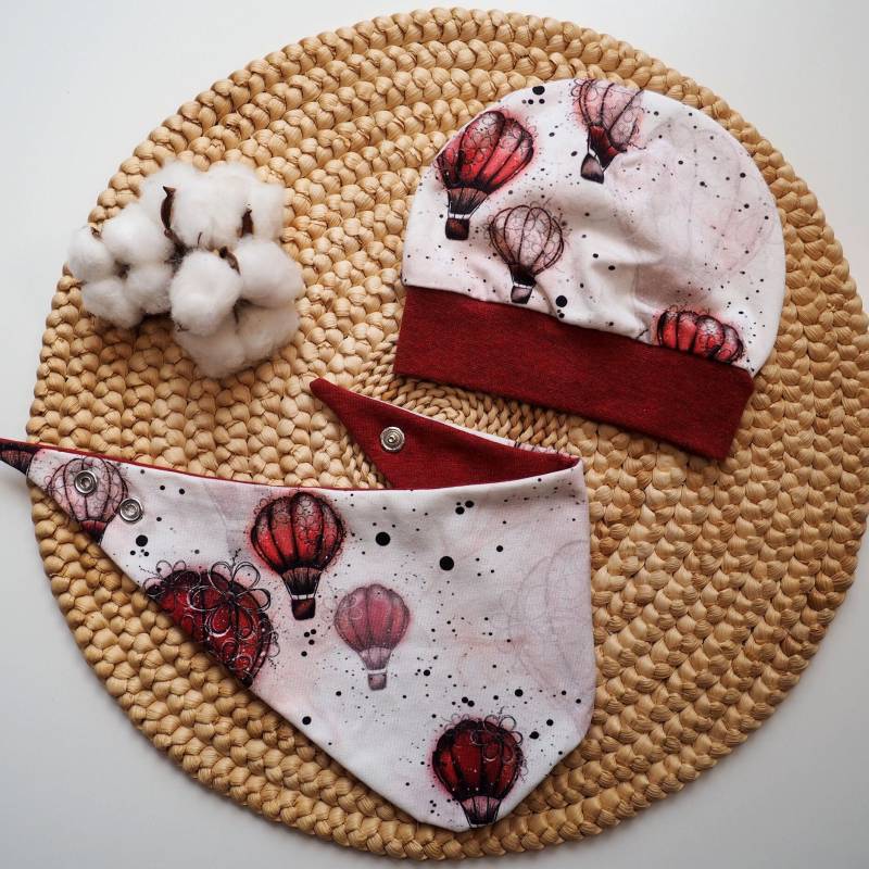 Set Mütze Halstuch Baby Traumblüte Heißluftballons Blumen Bio-Jersey Watercolor Mädchen Kinder Geschenkset Geburt von paulchens