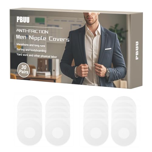 pbuu Nipple Cover Herren Brustwarzenabdeckung Männer, 30 Paar(60Stück) Nippelpads für Männer, Unsichtbare Atmungsaktiv Einweg Nippelabdeckung für Läufer & Athleten von pbuu