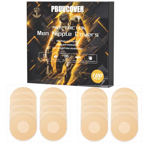 Nipple Cover Herren Nippelpads für Männer, 100 Stück (50 Paar) Nippelabdeckung Männer, Unsichtbare Nippelpflaster Männer Sport, Nippelpads für Läufer & Athleten von pbuucover