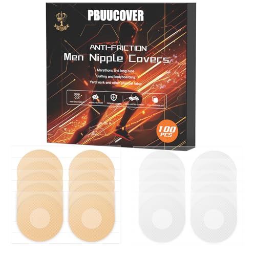 Nipple Cover Herren Nippelpads für Männer, 100 Stück (50 Paar) Nippelabdeckung Männer, Unsichtbare Nippelpflaster Männer Sport, Nippelpads für Läufer & Athleten von pbuucover