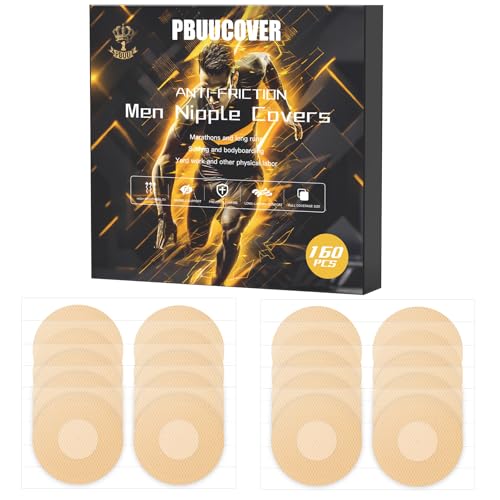 Nipple Cover Herren Nippelpads für Männer, 160 Stück (80 Paar) Nippelabdeckung Männer, Unsichtbare Nippelpflaster Männer Sport, Nippelpads für Läufer & Athleten von pbuucover