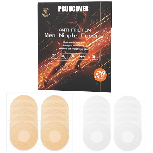 Nipple Cover Herren Nippelpads für Männer, 20 Stück (10 Paar) Nippelabdeckung Männer, Unsichtbare Nippelpflaster Männer Sport, Nippelpads für Läufer & Athleten von pbuucover