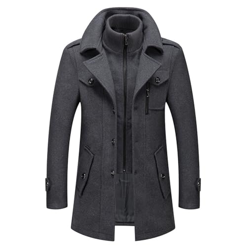 pdodo Mantel Herren Wollmantel Winter Wolle Kurzmantel Regular Fit Herrenmantel Business Freizeit Wintermantel Langmantel Warme Wolljacke Mit Revers Lässiger Einfarbiger Kaschmirmantel von pdodo