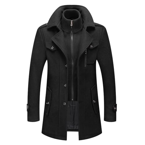 pdodo Mantel Herren Wollmantel Winter Wolle Kurzmantel Regular Fit Herrenmantel Business Freizeit Wintermantel Langmantel Warme Wolljacke Mit Revers Lässiger Einfarbiger Kaschmirmantel von pdodo