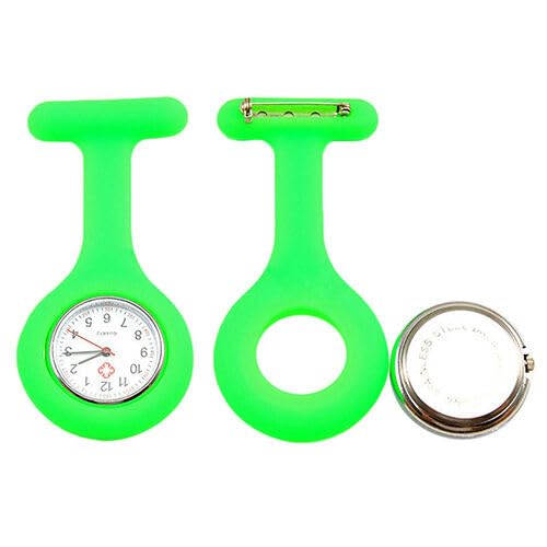 Schwesternuhr mit leuchtenden Zeigern Silikon Pulsuhr Kitteluhr Pflege Nurse Grü von pe@mak