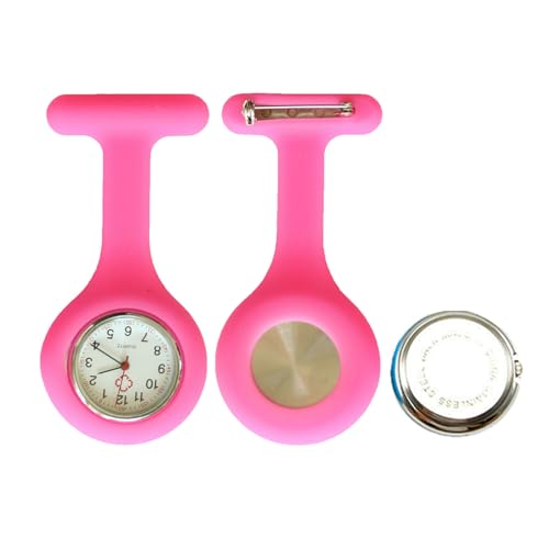 Schwesternuhr mit leuchtenden Zeigern Silikon Pulsuhr Kitteluhr Pflege Nurse Pin von pe@mak