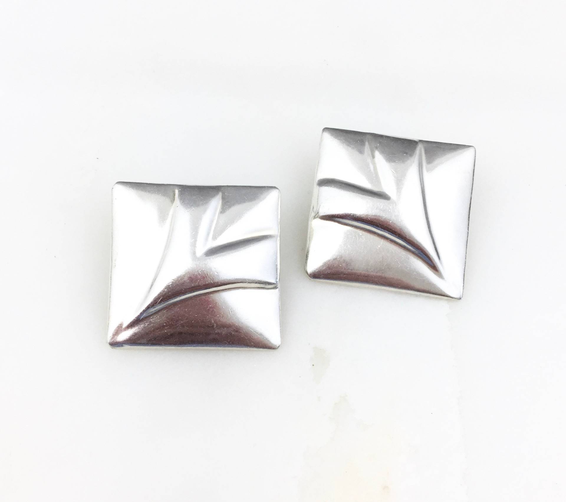 Vintage 925 Sterling Silber Mexiko Taxco Modernist Brutalist Puffy Statement Ohrclips von peachandtweed