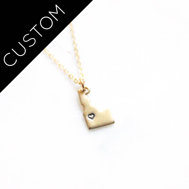 Idaho Zustand Benutzerdefinierte Halskette | Umzugsgeschenk Bester Freund Liebe Personalisierter Messing Schmuck Boise Id Personalisiertes Geschenk Idaho Zustand Benutzerdefinierte Halskette | Umzugsgeschenk Bester Freund Liebe Personalisierter Messing Schmuck Boise Id Personalisiertes Geschenk von peachtreelane