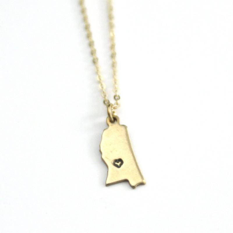 Mississippi State Individuelle Halskette | Umzugsgeschenk Bester Freund Zustand Liebe Personalisierter Messing Schmuck Geschenke Unter 20 von peachtreelane