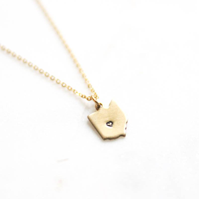 Ohio State Messing Schmuck | Benutzerdefinierte Gestempelt Halskette Umzugsgeschenk Bester Freund Geschenk Brautjungfern Ohio State Messing Schmuck | Benutzerdefinierte Gestempelt Halskette Umzugsgeschenk Bester Freund Geschenk Brautjungfern von peachtreelane