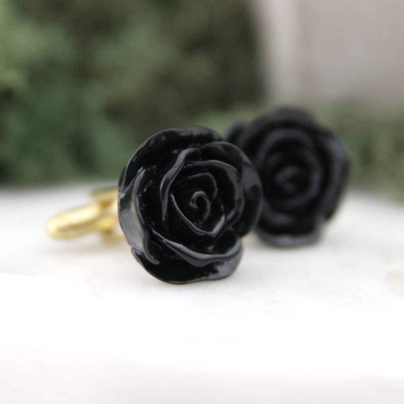 Schwarze Rose Manschettenknöpfe Blume Bräutigam Geschenk Trauzeuge Trauzeugen Hochzeitskleidung Blumen Manschettenknopf Weihnachtsgeschenk von peachtreelane