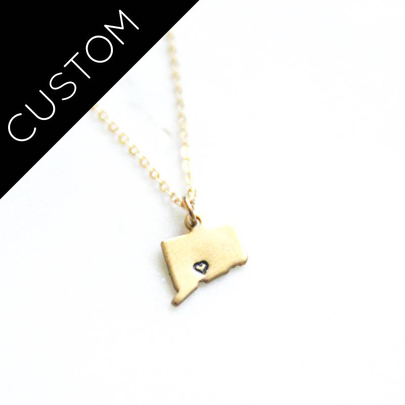 Us Bundesstaat Usa Halskette | Messing Gold Schmuck Zustand Liebe Umzugsgeschenk Bester Freund Geschenk Hergestellt in Den Heimatstadt von peachtreelane