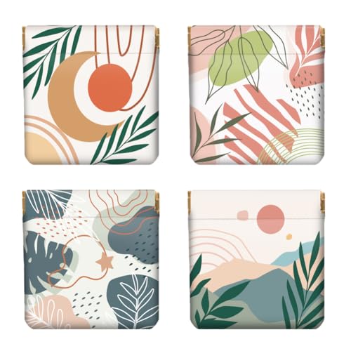 Peacoblue 4Stk Kleine Leder-Münzgeldbörse für Damen - Bohemian-Muster, wasserdicht und strapazierfähig, Mini-Geldbörse, Erwachsene Mädchen von peacoblue