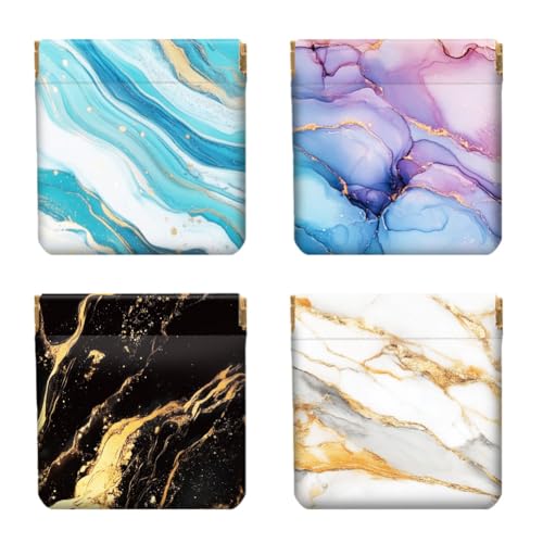 Peacoblue 4Stk Kleine Leder-Münzgeldbörse für Damen - Marmormuster, wasserdicht und strapazierfähig, Mini-Geldbörse, Erwachsene Mädchen von peacoblue