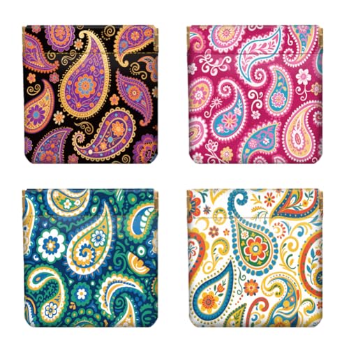 Peacoblue 4er-Set kleine Leder-Quetschgeldbörse für Damen – Motiv Paisleymuster, wasserdicht & langlebig, Mini-Münzbörse, Erwachsene Mädchen von peacoblue