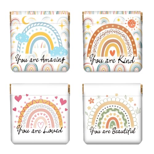 Peacoblue Kleine Geldbörse aus Leder, 4 Stück, Regenbogen und Text, 4.33"x4.72", Regenbogen und Text von peacoblue