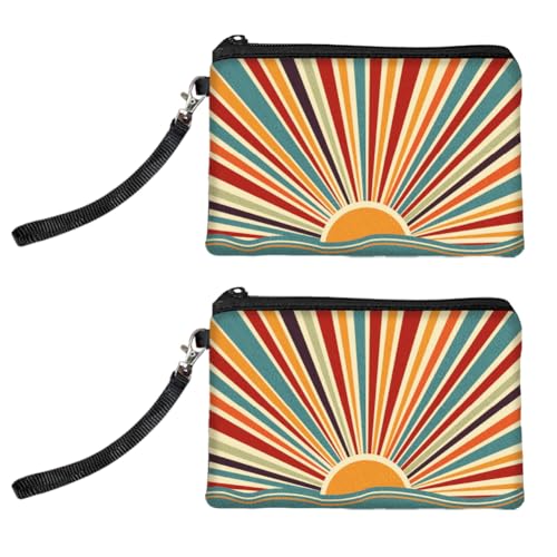 Peacoblue Original Designs Münzgeldbörse für Damen und Mädchen Bohemia-Sonne, 2er-Pack Wechselgeldbörse mit Reißverschluss, langlebige und weiche Canvas-Geldtasche für Reise, Geschenk von peacoblue