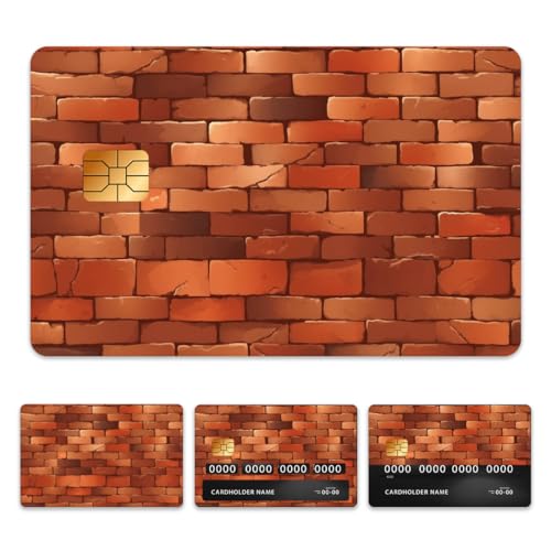 peacoblue Aufkleber für Bankkarten Rote Backsteinmauern Kredit Debitkarten individuelle Hülle Schutz, 4 Stile wasserdichte Kratzfeste und ansprechende Aufkleber für EBT-Transport-Schlüsselkarte von peacoblue