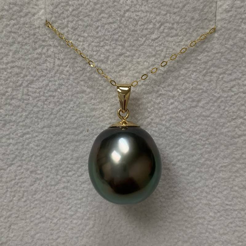 Pendantonly - 14K Massiv Gold 13.6 Mm Aaaa Qualität Tahiti Zuchtperle Anhänger, No.22 von pearlbyiris