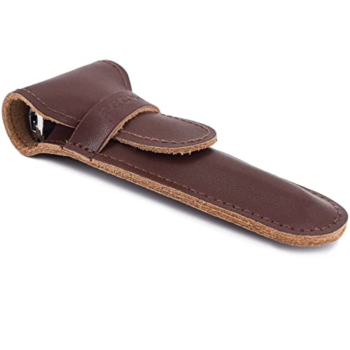 Genuine Leather Safety Razor Leather Protective/Travel Case for Any Safety Razors - Brown Razor Case Keeps Your Double Edge Razor Blade Safe.… (Brown) von pecvan