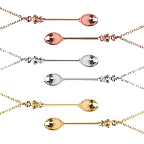 6-teiliges Löffel-Halsketten-Set, Löffel, Halskette, Charm, Löffel, Anhänger, Halskette, kleine Mini-Teelöffel-Halskette für Frauen und Mädchen von pegzherx
