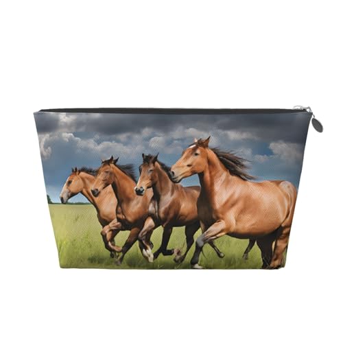 (Pferde) Reise-Kulturtasche aus Leder mit Reißverschluss, Kosmetiktaschen für Damen, kleine Make-up-Tasche für die Handtasche, tragbare Reise-Kosmetiktasche, Geschenktasche für Frauen, Mädchen un von peiyeety