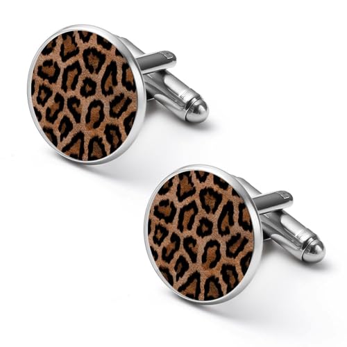 Coole runde Manschettenknöpfe mit Geparden-Leoparden-Muster, Smokinghemd-Manschettenknöpfe für Bräutigam, Ehemann, Vater, Freund, Geschenk von peiyeety