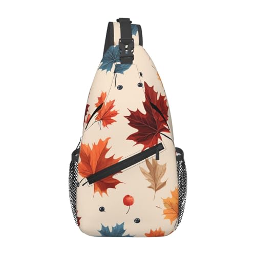Crossbody Sling Bag Cross Brusttasche Herbst Maple Leaf Sling Rucksack Lässige Taillen-Gürteltasche für Reisen von peiyeety