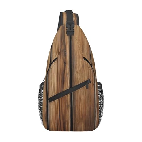 Crossbody Sling Bag Cross Brusttasche Holzmaserung Sling Rucksack Lässige Taillen-Gürteltasche für Reisen von peiyeety