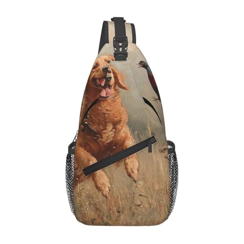 Crossbody Sling Bag Cross Brusttasche Hund Fang Fasan Sling Rucksack Lässige Taille Gürteltasche für Reisen von peiyeety