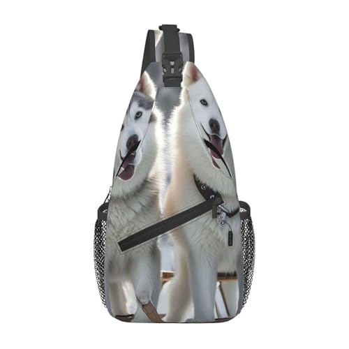 Crossbody Sling Bag Cross Brusttasche Husky Dogs Sling Rucksack Lässige Taillen-Gürteltasche für Reisen von peiyeety