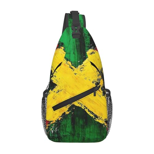 Crossbody Sling Bag Cross Brusttasche Jamaika-Flagge Sling Rucksack Lässige Taillen-Gürteltasche für Reisen von peiyeety