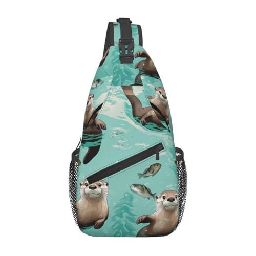 Crossbody Sling Bag Cross Brusttasche Otters Sling Rucksack Lässige Taillen-Gürteltasche für die Reise Crossbody Sling Bag Cross Brusttasche Otters Sling Rucksack Lässige Taillen-Gürteltasche für die Reise von peiyeety