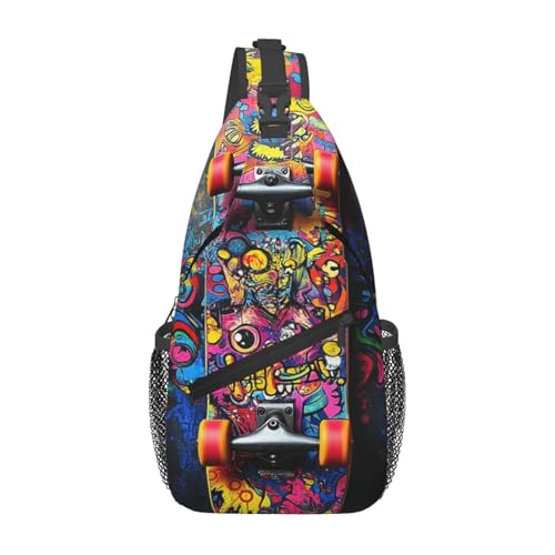 Crossbody Sling Bag Cross Brusttasche Skateboards Sling Rucksack Lässige Taillen-Gürteltasche für Reisen von peiyeety