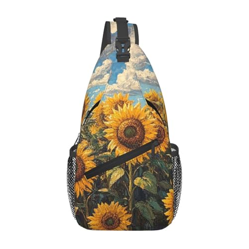 Crossbody Sling Bag Cross Brusttasche Sonnenblumen Sling Rucksack Lässige Taillen-Gürteltasche für Reisen Crossbody Sling Bag Cross Brusttasche Sonnenblumen Sling Rucksack Lässige Taillen-Gürteltasche für Reisen von peiyeety