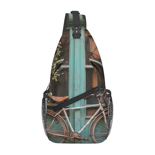 Crossbody Sling Bag Cross Brusttasche Vintage Fenster mit Fahrrad Sling Rucksack Lässige Taillen-Gürteltasche für Reisen Crossbody Sling Bag Cross Brusttasche Vintage Fenster mit Fahrrad Sling Rucksack Lässige Taillen-Gürteltasche für Reisen von peiyeety
